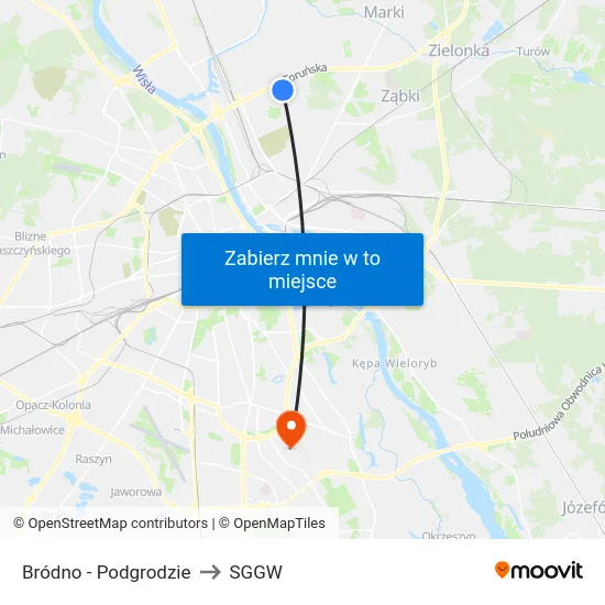 Bródno - Podgrodzie to SGGW map