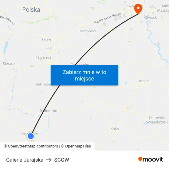 Galeria Jurajska to SGGW map