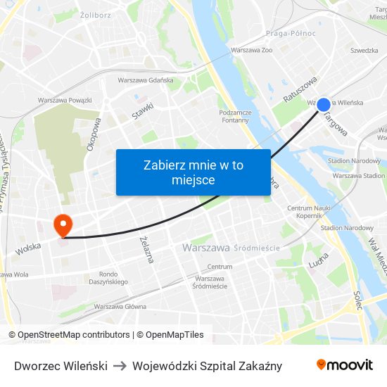 Dworzec Wileński to Wojewódzki Szpital Zakaźny map