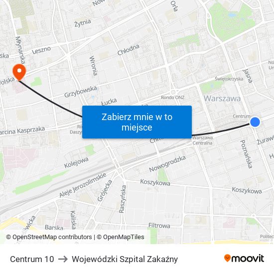 Centrum to Wojewódzki Szpital Zakaźny map