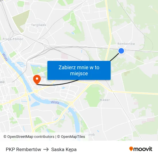 PKP Rembertów to Saska Kępa map