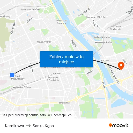 Karolkowa to Saska Kępa map