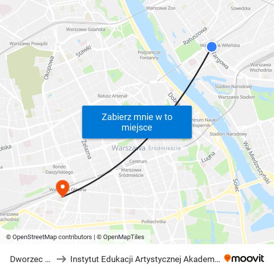 Dworzec Wileński to Instytut Edukacji Artystycznej Akademii Pedagogiki Specjalnej map