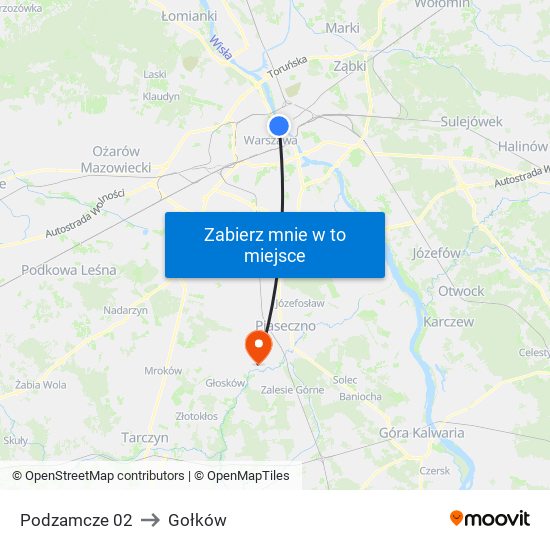 Podzamcze to Gołków map