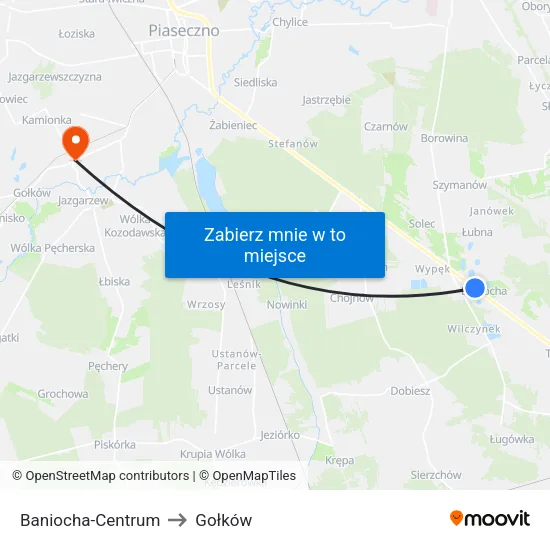 Baniocha - Centrum to Gołków map