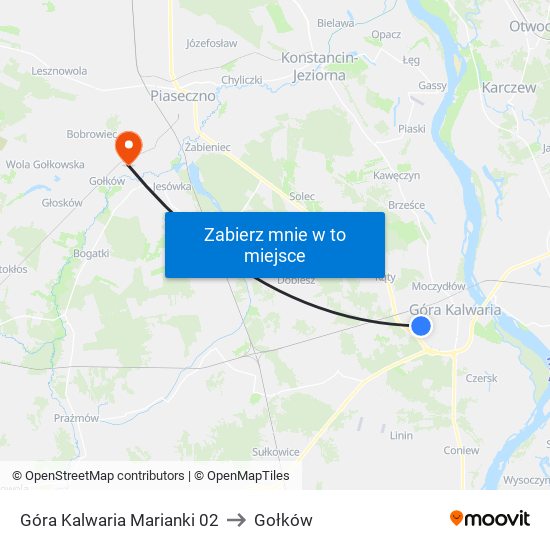 Góra Kalwaria Marianki 02 to Gołków map