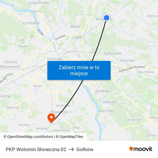 PKP Wołomin Słoneczna 02 to Gołków map