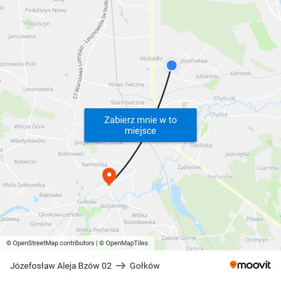 Józefosław Aleja Bzów 02 to Gołków map