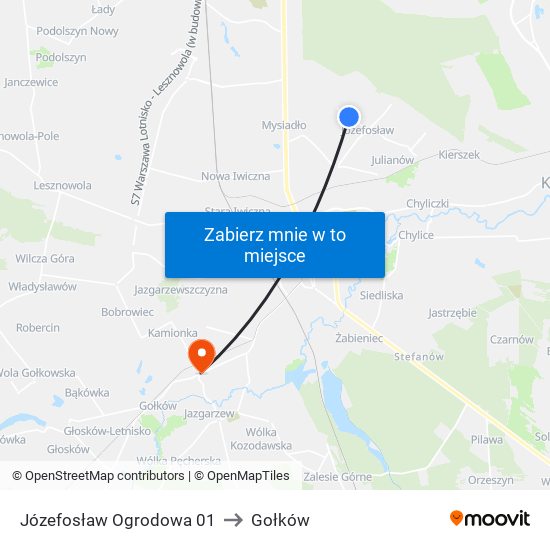 Józefosław Ogrodowa 01 to Gołków map