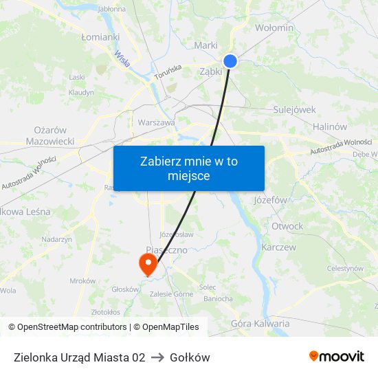 Zielonka Urząd Miasta to Gołków map