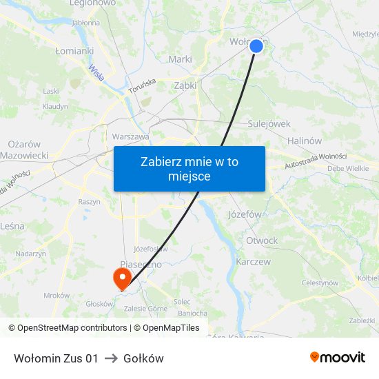 Wołomin Zus 01 to Gołków map