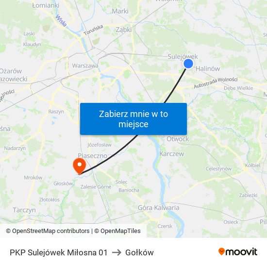 PKP Sulejówek Miłosna 01 to Gołków map