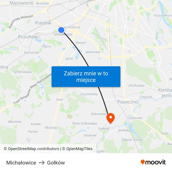 Michałowice to Gołków map