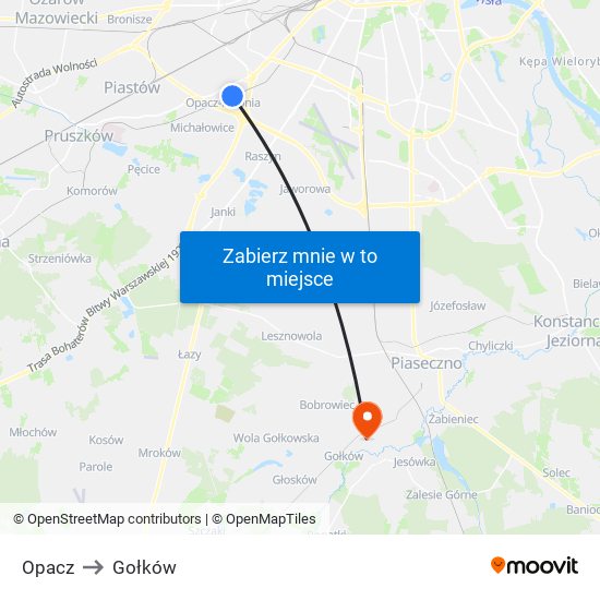 Opacz to Gołków map