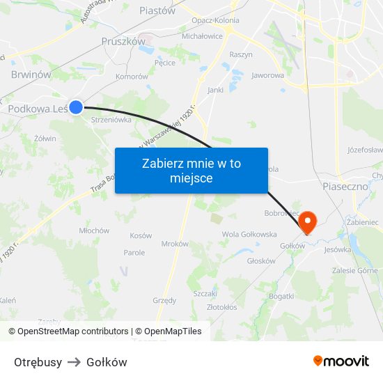 Otrębusy to Gołków map