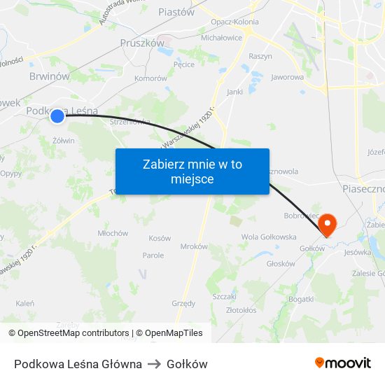 Podkowa Leśna Główna to Gołków map