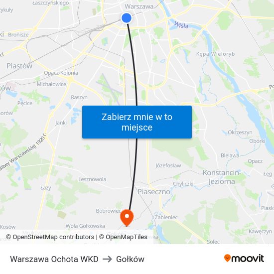 Warszawa Ochota WKD to Gołków map