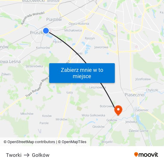 Tworki to Gołków map