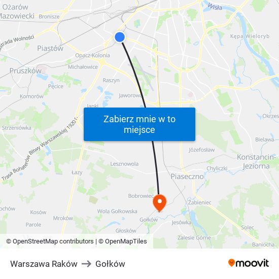 Warszawa Raków to Gołków map