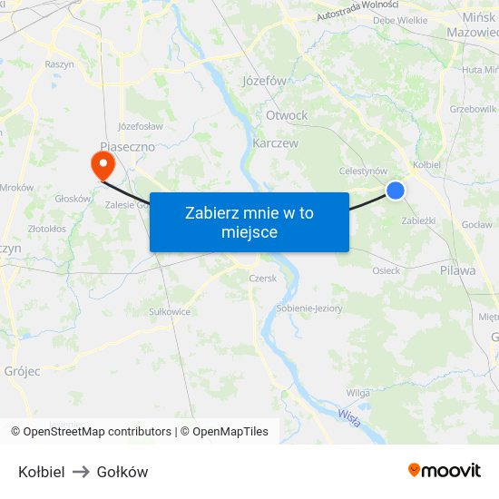 Kołbiel to Gołków map