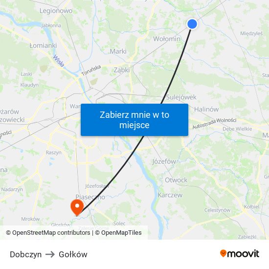 Dobczyn to Gołków map