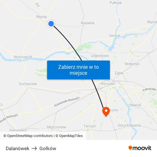 Dalanówek to Gołków map