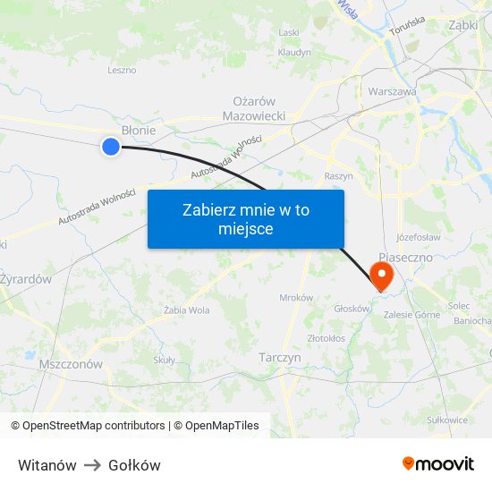 Witanów to Gołków map