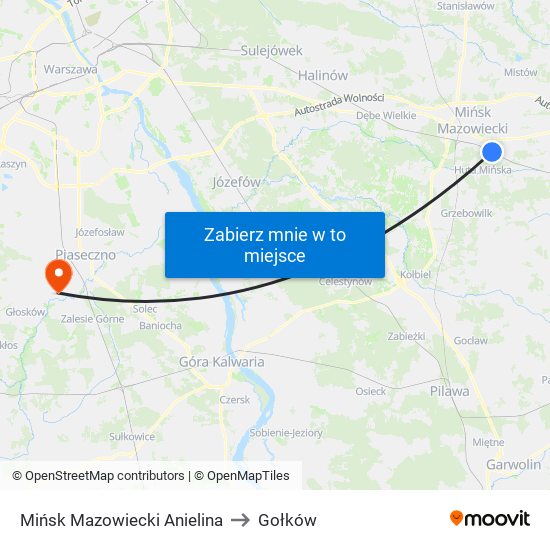 Mińsk Mazowiecki Anielina to Gołków map