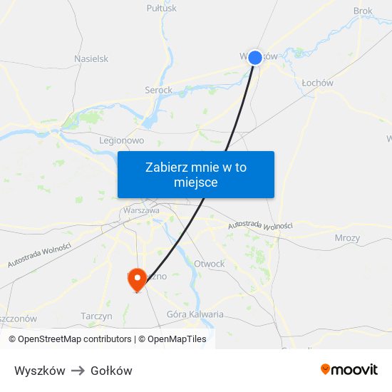 Wyszków to Gołków map