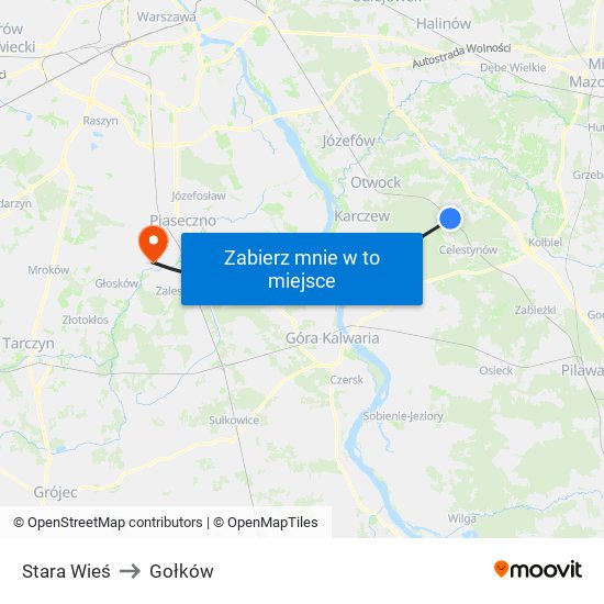 Stara Wieś to Gołków map