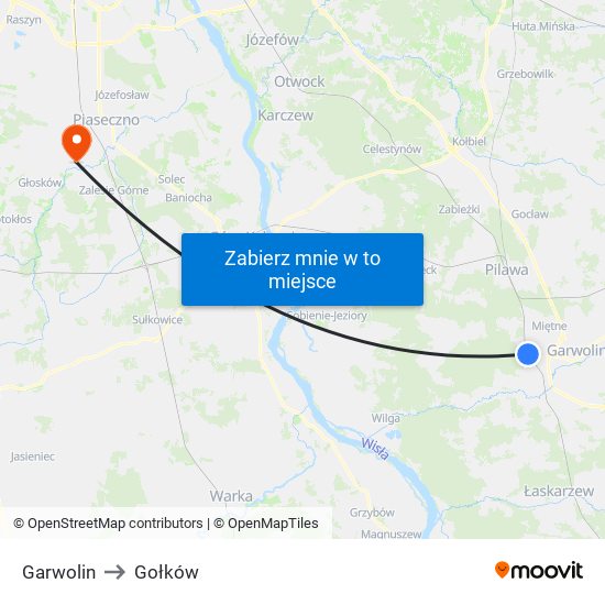 Garwolin to Gołków map