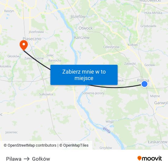 Pilawa to Gołków map