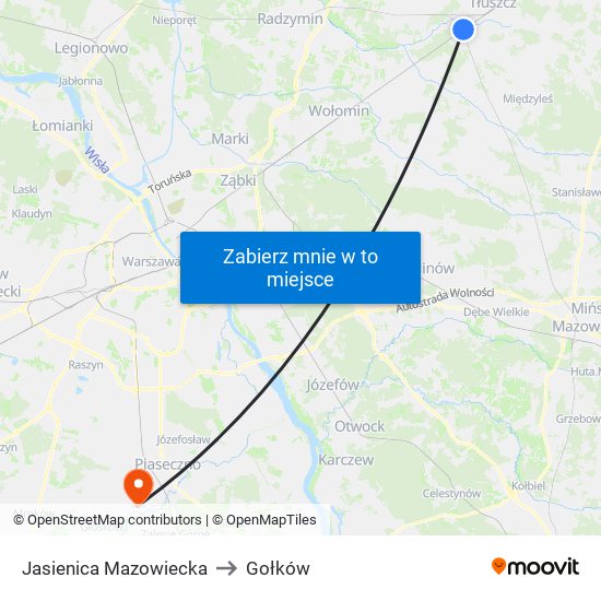 Jasienica Mazowiecka to Gołków map