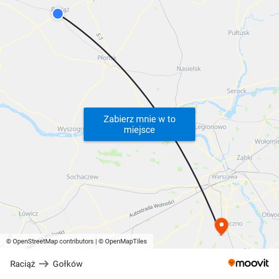 Raciąż to Gołków map