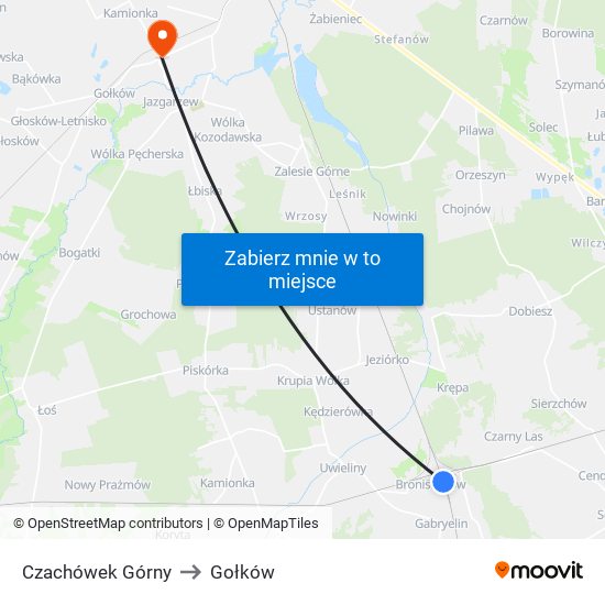 Czachówek Górny to Gołków map