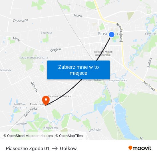 Piaseczno Zgoda 01 to Gołków map