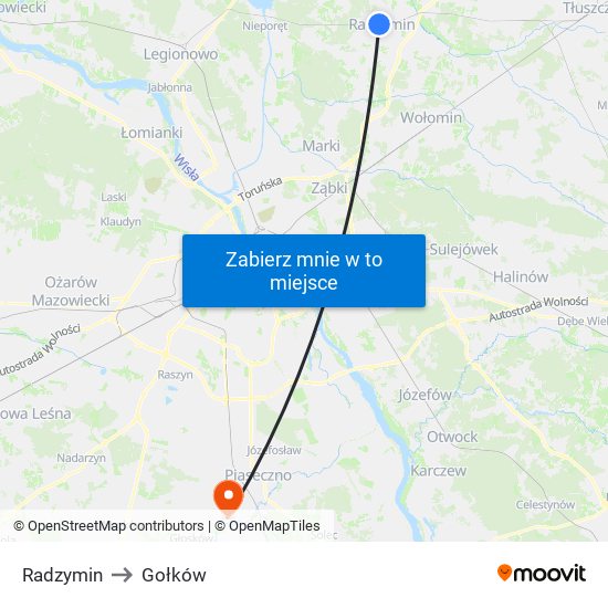 Radzymin to Gołków map