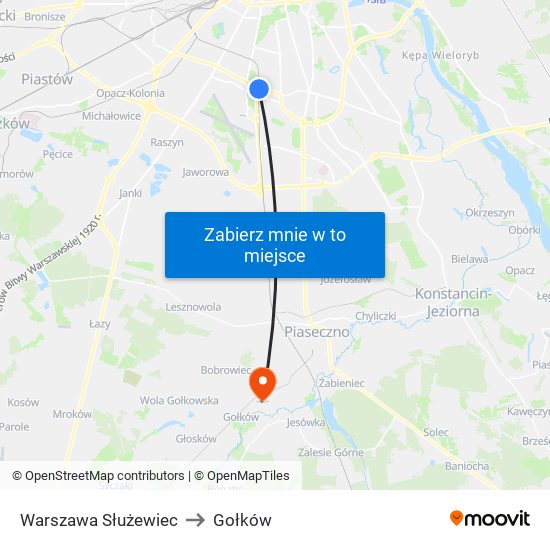 Warszawa Służewiec to Gołków map