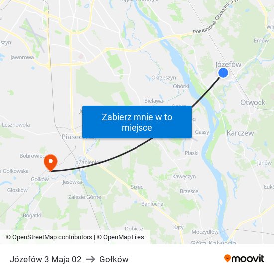 Józefów 3 Maja to Gołków map