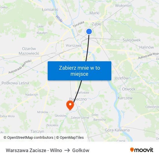 Warszawa Zacisze - Wilno to Gołków map