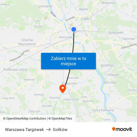 Warszawa Targówek to Gołków map