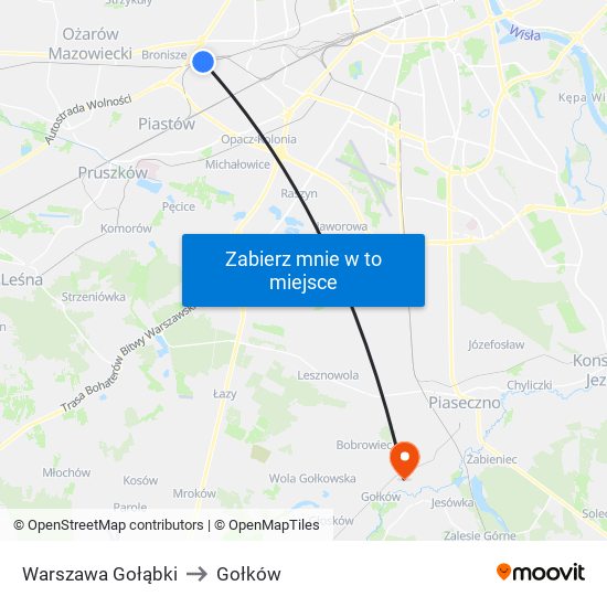 Warszawa Gołąbki to Gołków map