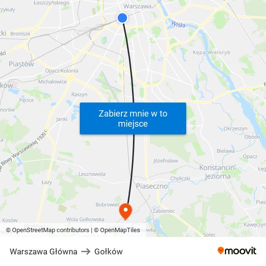 Warszawa Główna to Gołków map