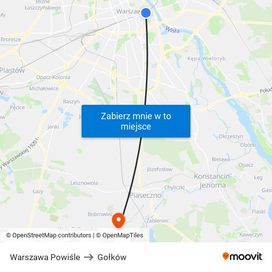 Warszawa Powiśle to Gołków map