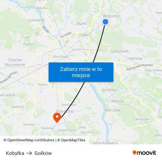 Kobyłka to Gołków map