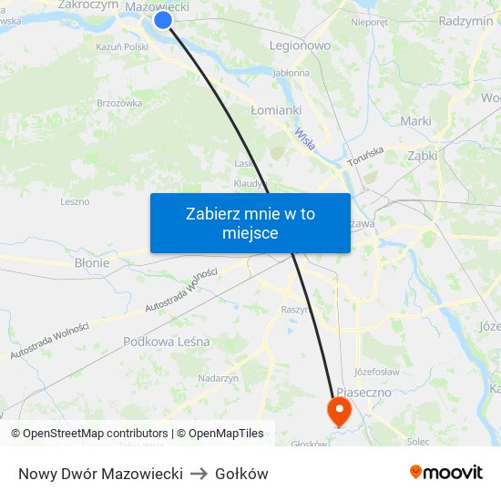 Nowy Dwór Mazowiecki to Gołków map