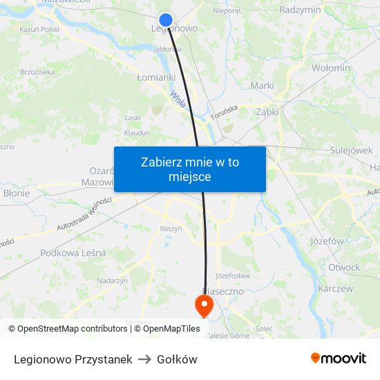 Legionowo Przystanek to Gołków map