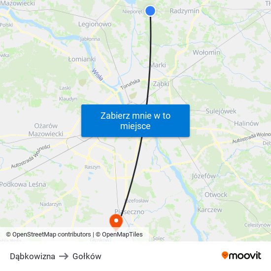 Dąbkowizna to Gołków map