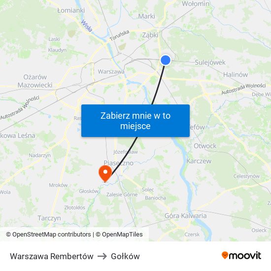 Warszawa Rembertów to Gołków map