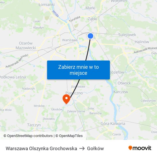 Warszawa Olszynka Grochowska to Gołków map